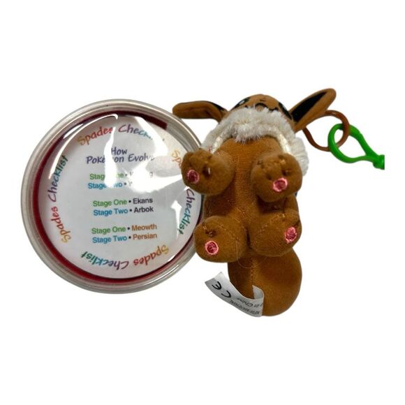 Pokémon Eevee Mascot Clip-On Plush Keychain with a Poké Ball playing cards Case - Picture 3 of 6